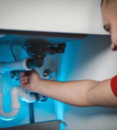 Plumber with pipes